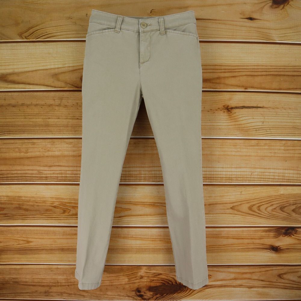 St.‎ John's Bay Chino Pants Straight Leg Womens 6 Beige Mid Rise Pockets Stretch